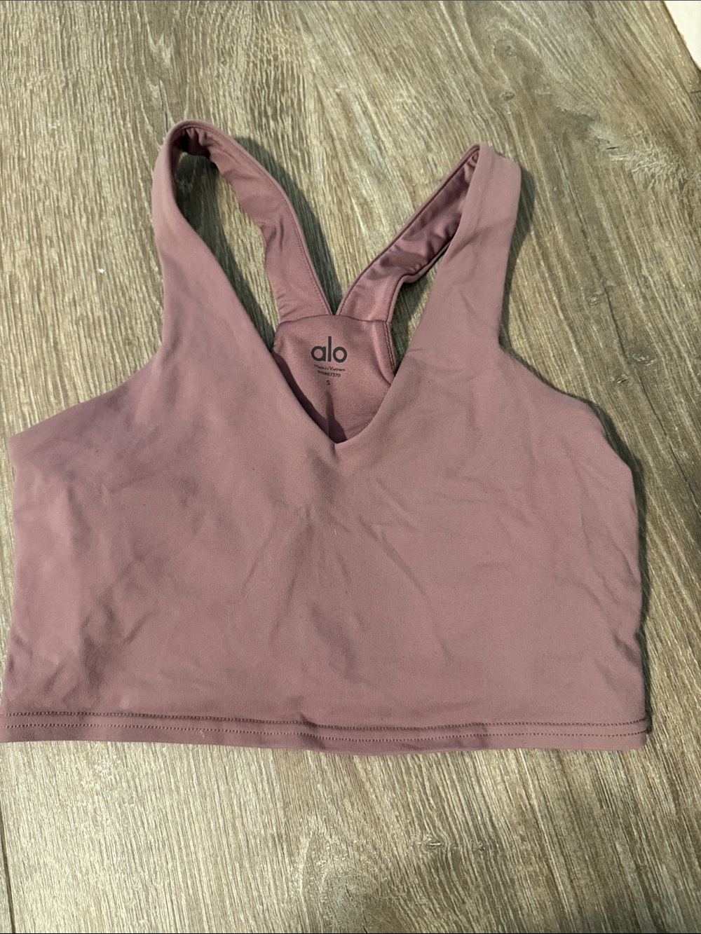 ALO Yoga Mauve Dusty Rose Strappy Sports Bra
